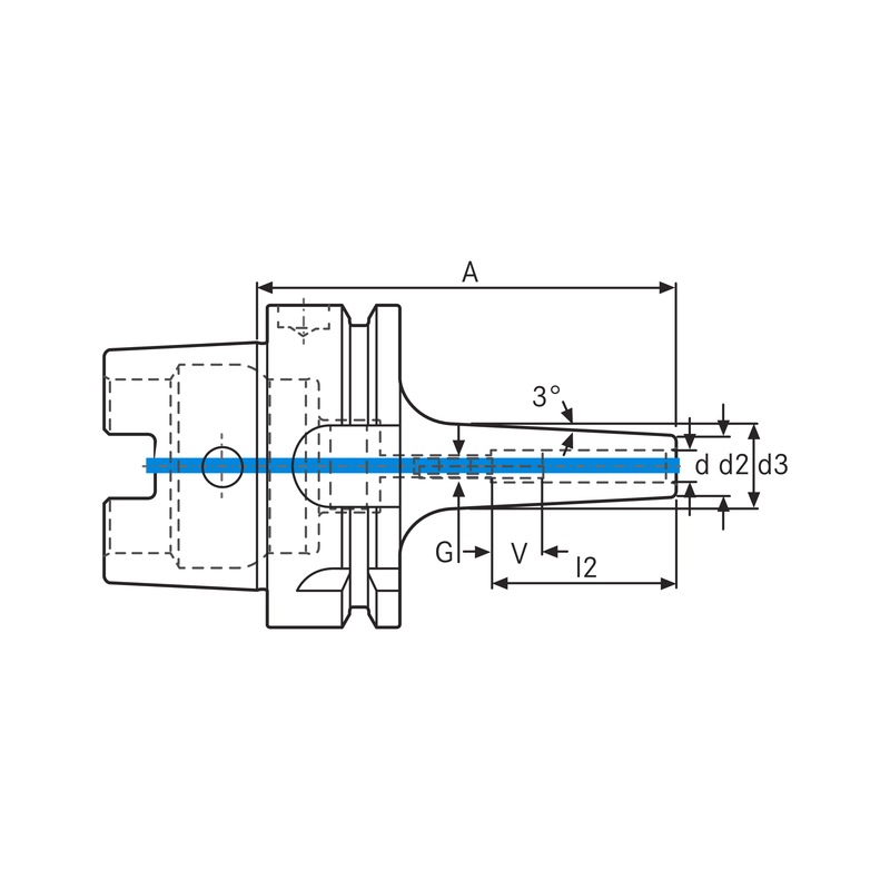 ATORN Schrumpffutter 3Grad HSK63 (ISO 12164) Durchmesser 6 mm A=80 mm - Schrumpffutter 3°