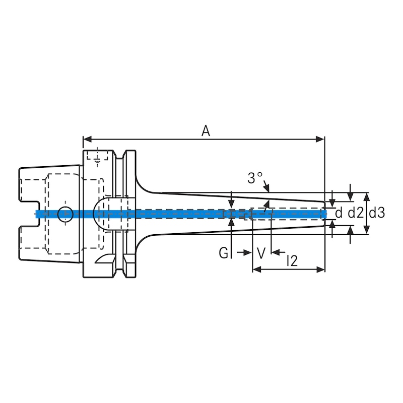 ATORN Schrumpffutter 3Grad HSK63 (ISO 12164) Durchmesser 12 mm A=120 mm - Schrumpffutter 3°