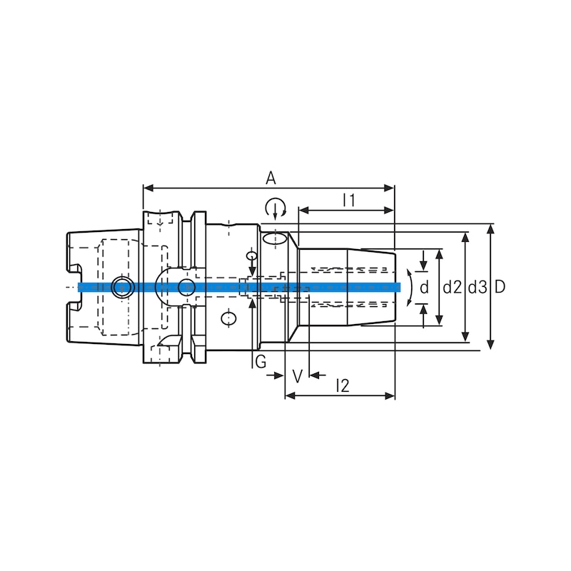Mandrin expansible hydraulique ATORN avec réglage radial HSK-A63 D25 A145 - Mandrin expansible hydraulique ATORN avec réglage radial
