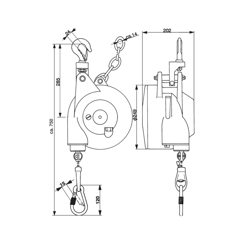 AUTOSTAT 7241/5 弹簧秤，60-75 千克，带获得专利的弹簧防过卷保护 - 平衡器，承载能力 12.0-100.0 千克