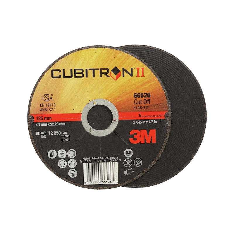 3M Cubitron II 切削盘，115x1.0x22.2 mm，硬，超薄，用于不锈钢 - Cubitron II 切削盘