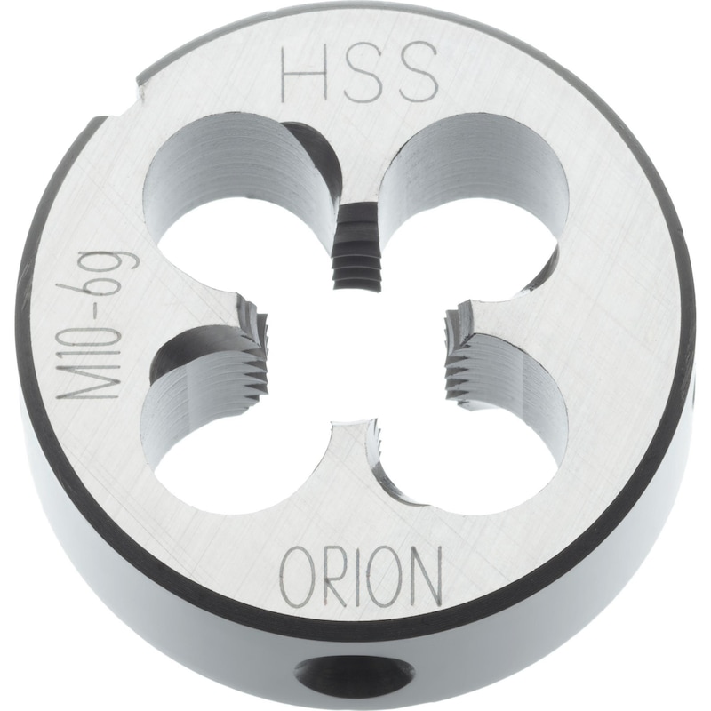 ORION draadsnijplaat HSS M10 1,5 mm 30 mm 6g 22568 - Snijplaat, HSS M rechts, voorgesleufd en 1.75 afschuining van schroefdraad