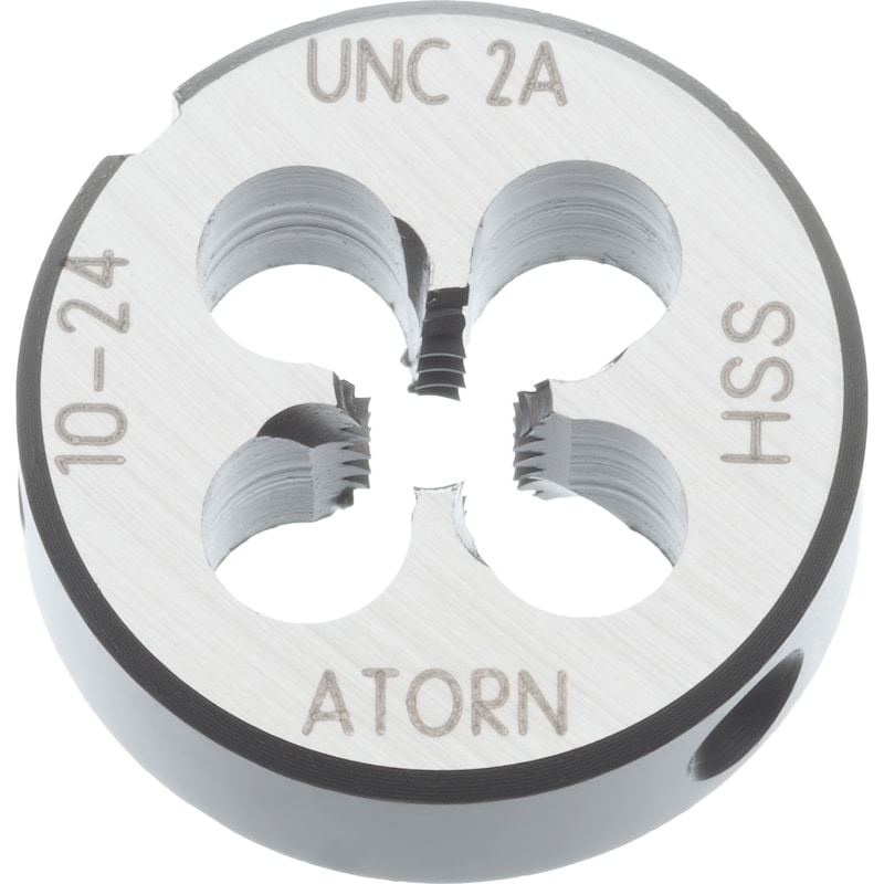 ATORN pafta HSS EN 22568 UNC 2-56 inç tolerans 2A dış çap 16 mm - Pafta, HSS UNC sağ, spiral nokta ve 1,75 dişli pah ile tol. 2A