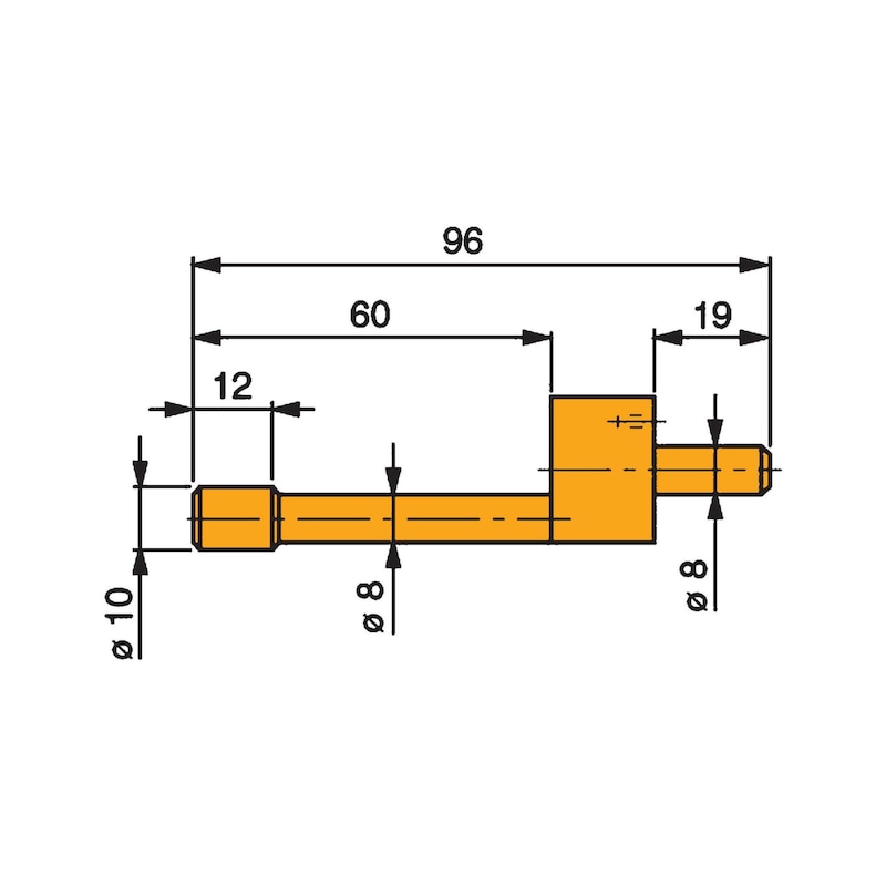 TESA meetinzetstuk van gehard staal. 10&nbsp;mm diameter met cil. meetvlak - Cilindrische meetsonde