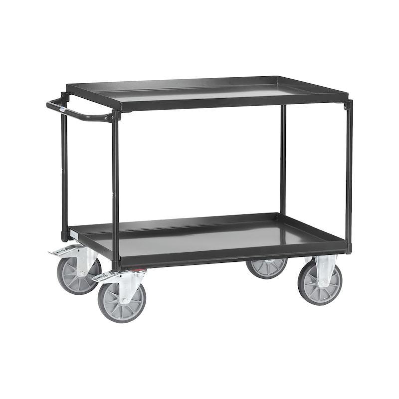 Chariot Atelier 2 Plateaux DURHAND - Acier 150kg - Roulettes Avec Freins - 84,5x38x84 Cm Noir