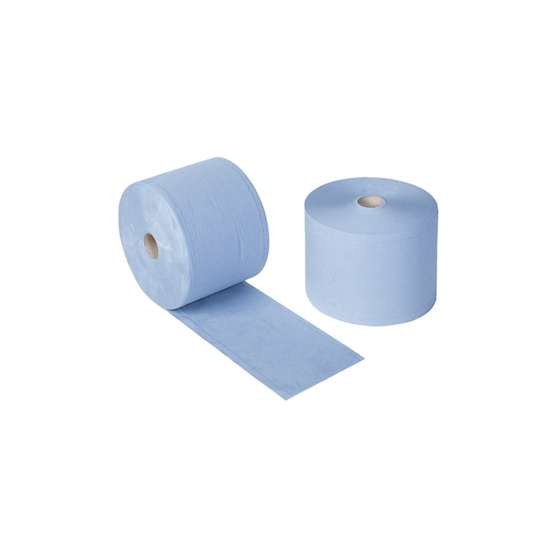 Papieren handdoekjes, blauw, op rol 38 x circa 24 cm, 3-laags, 1000 vel - Papieren handdoekjes