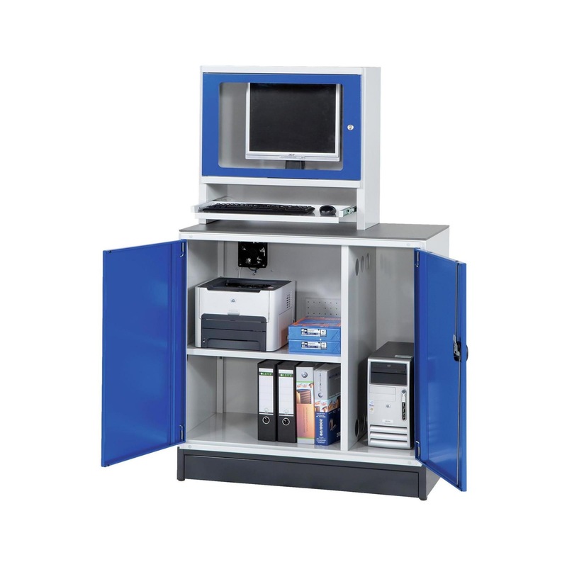 Computer Cabinet With Tray Stationary And Wheeled