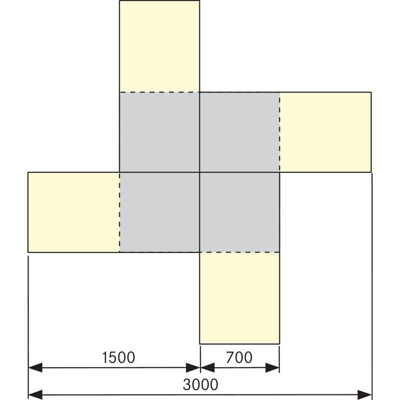 Etabli de groupe ANKE 404 VG, carré, 3 000 x 3 000 x 850 mm, RAL 7035/5010 - Etabli de groupe, série VG, rectangulaire
