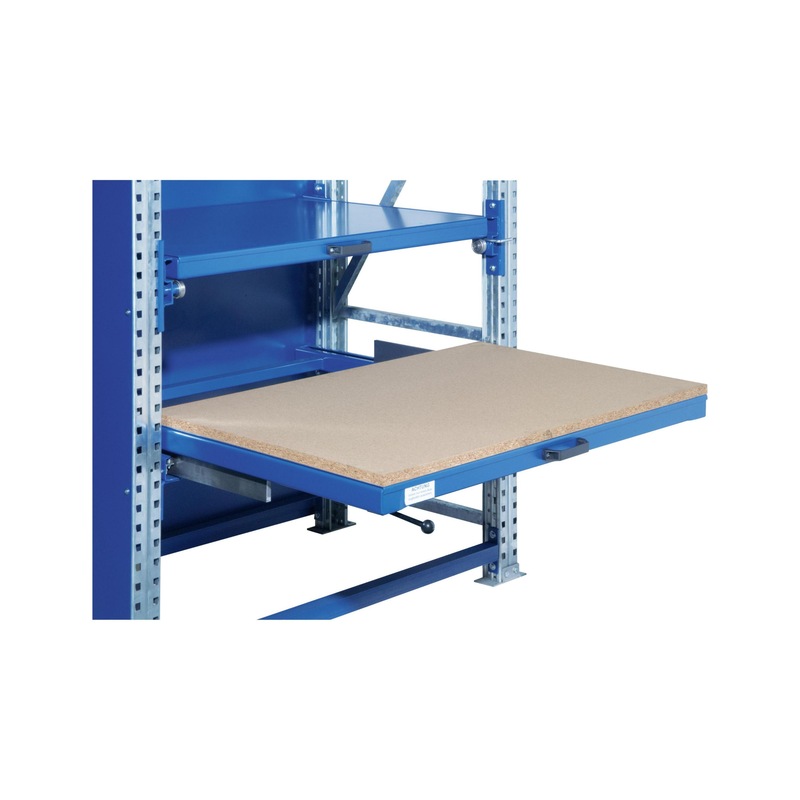 Heavy-load pull-out shelf 1250x1300mm, load/shelf 500kg, wooden cover - Tam açılan raf, %100 oranında çekilir