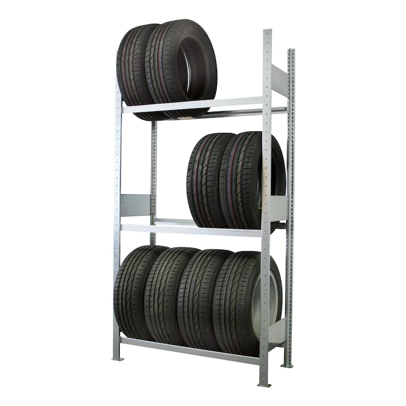 Etag. à pneus META S3 av. 3 niv. stockage étag. base 2000x1000x400 mm, galv. - Etagère à pneus META CLIP® S3