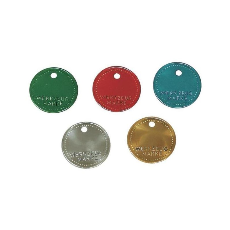 Disques d'étiquetage d'outil HK sans gravure 28 mm vert anodisé avec trou - Disque d'étiquetage pour outil de différentes couleurs