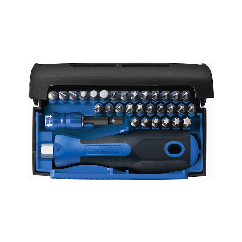 ATORN Bitbox 通用收集器，32 件，带螺丝刀头夹持器和手柄 - 带批头夹持器和手柄的批头盒