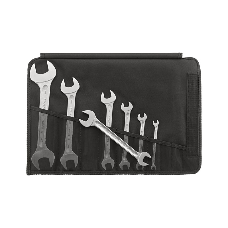 Double open-end wrench set, 7 pieces, in inches