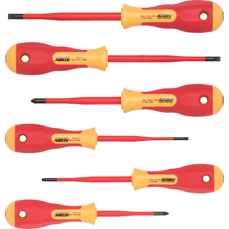 ATORN slim VDE screwdriver set, 6-piece, 3.5/4.0/5.5/6.5/PH 1/PH 2 - VDE screwdriver set, 6 pieces