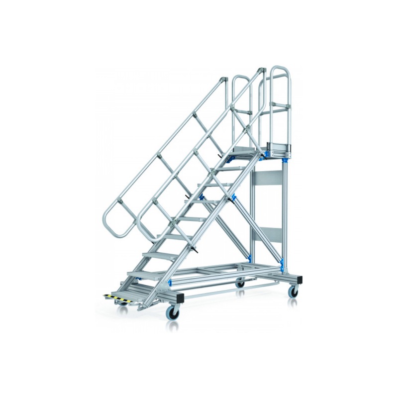 ZARGES Sonder-Plattformtreppe fahrbar mit Geländer und Handlauf |OUTLET - Plattformtreppe, fahrbar mit ZARGES ERGO-Stop |OUTLET