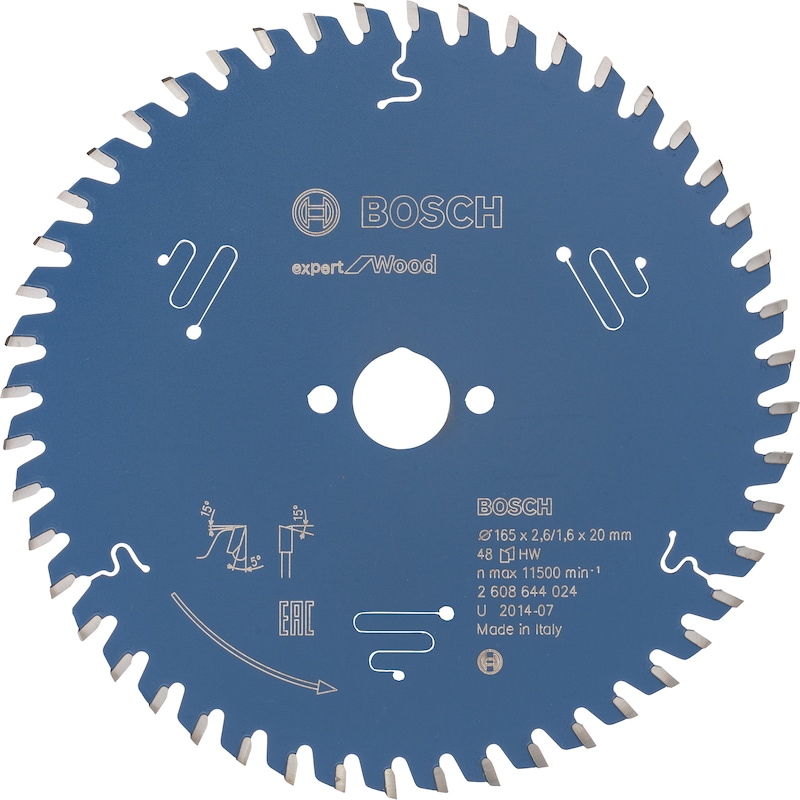 Hoja de sierra circular Expert para madera 165x20x2,6 T48