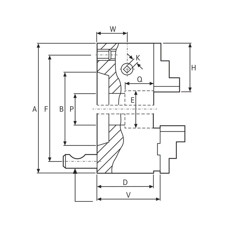 Flat spiral lathe chuck DUROM ISO 7022 DIN 55029 HAHN+KOLB