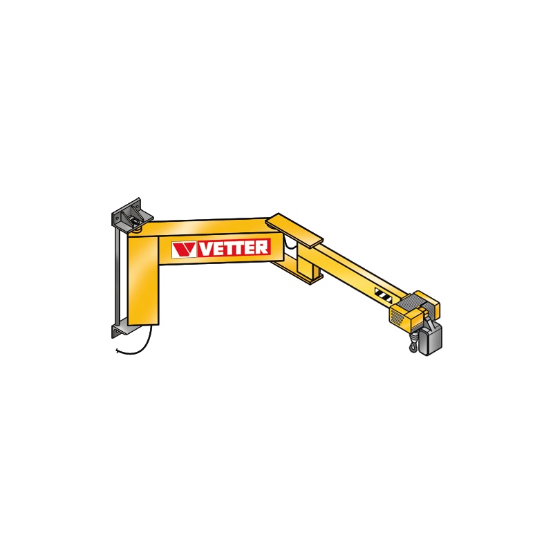 Wall-mounted swivelling crane boy (BW) – with chain hoist with foot-pull fastening