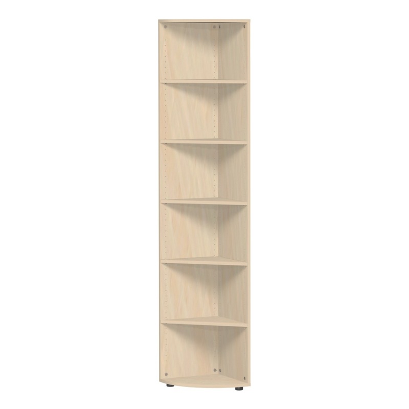 Corner end shelf with support feet maple 400x400x2160 mm - Corner end shelf with support feet