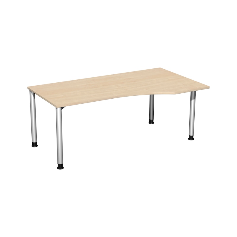 PC desk 4 foot Flex 1800x1000 HA right maple/silver - Desk 4 feet flex, PC shape right