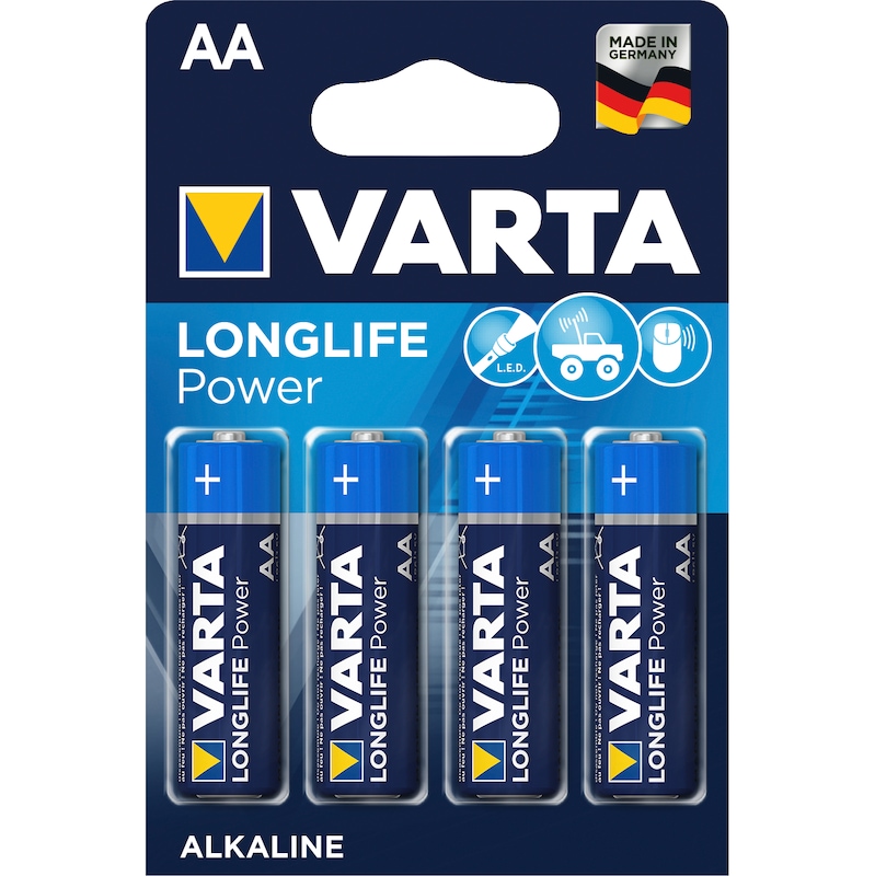 VARTA LONGLIFE POWER Mignon-batt., blisterverpak., 4 x 1,5 V alkaline-mangaan AA - LONGLIFE POWER AA batterijen