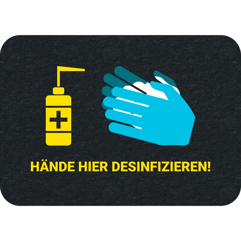 PIG Grippy sfty floor mat 43x61cm "Hände hier desinfizieren" (disinfect hands) - Grippy® safety floor mats for promoting hygiene