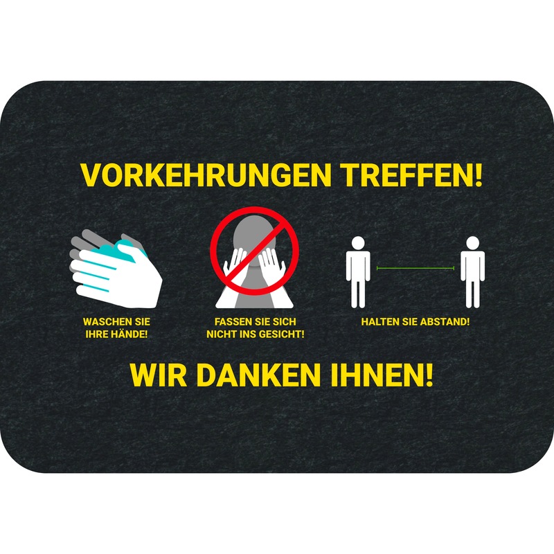 PIG Grippy safety floor mat 43x61cm "Vorkehrungen treffen" (take precautions) - Grippy® safety floor mats for promoting hygiene