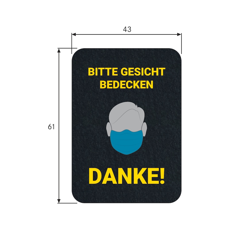 PIG Grippy safety floor mat 43x61cm "Bitte Gesicht bedecken" (cover your face) - Grippy® safety floor mats for promoting hygiene