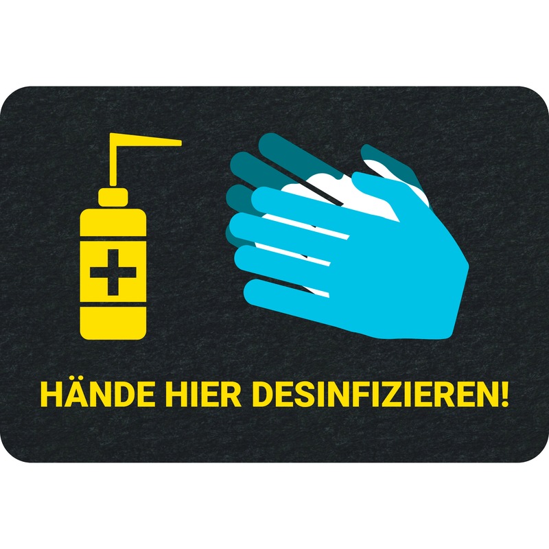 PIG Grippy sfty floor mat 61x89cm "Hände hier desinfizieren" (disinfect hands) - Grippy® safety floor mats for promoting hygiene