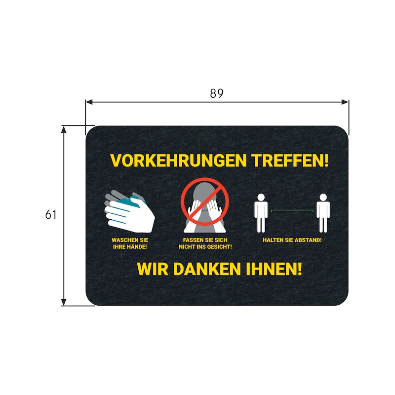 PIG Grippy safety floor mat 61x89cm "Vorkehrungen treffen" (take precautions) - Grippy® safety floor mats for promoting hygiene