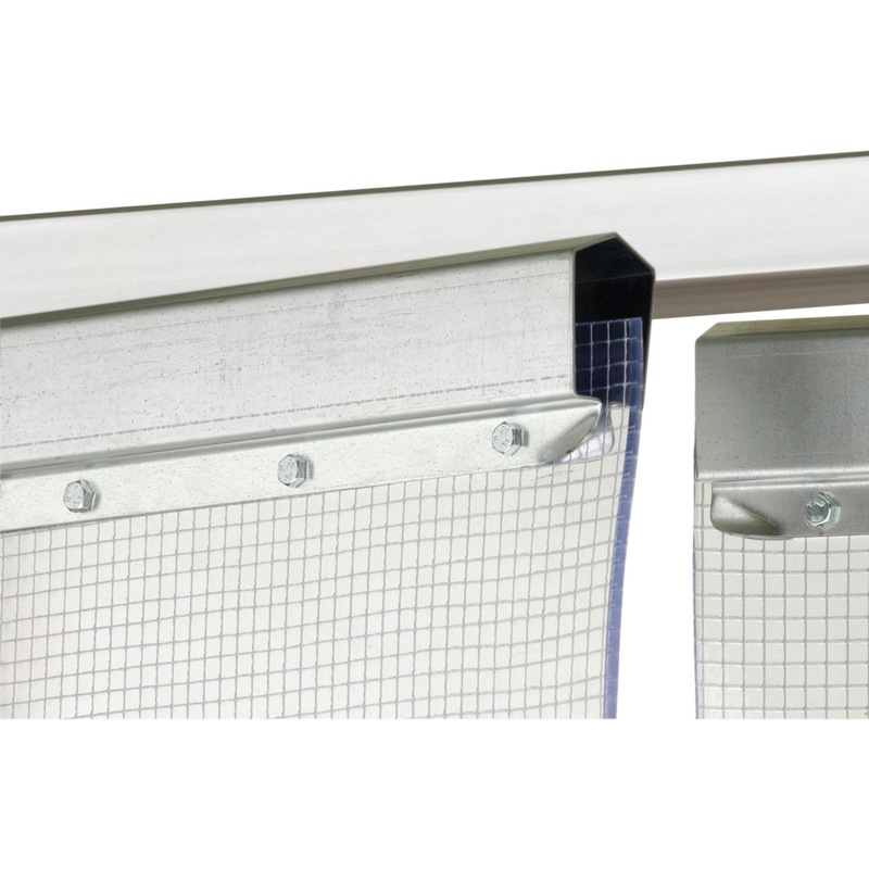 Pendeltür 2-flügelig 2250 x 2500 mm klar-transparent mit Gitternetzeinlage - Pendeltor aus PVC - verstärkte Gewebe-Ausführung