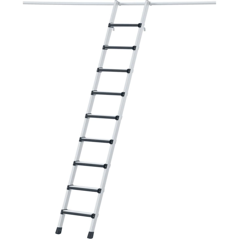 ZARGES Regaleinhängeleiter Z 600 9 Stufen gepolstert Einhängehöhe 2,20-2,44 m - Stufenregalleiter mit gepolsteter Vorderkante zum Einhängen