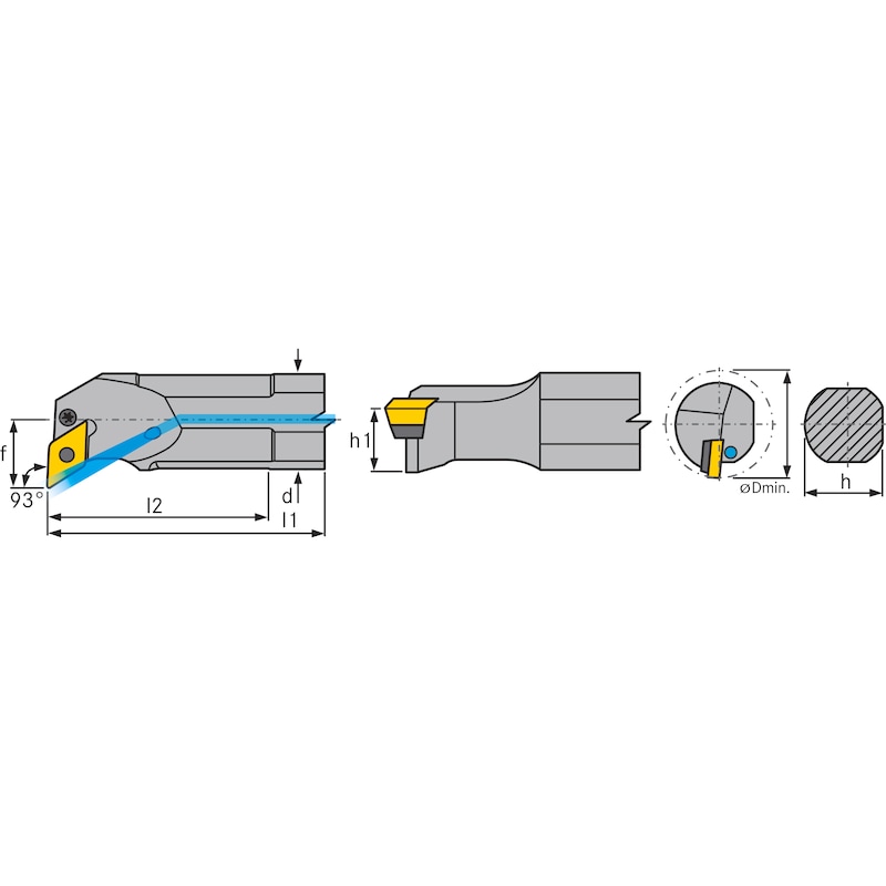PDUN Bohrstange mit Spannfläche Stahl Negativ Links - 2