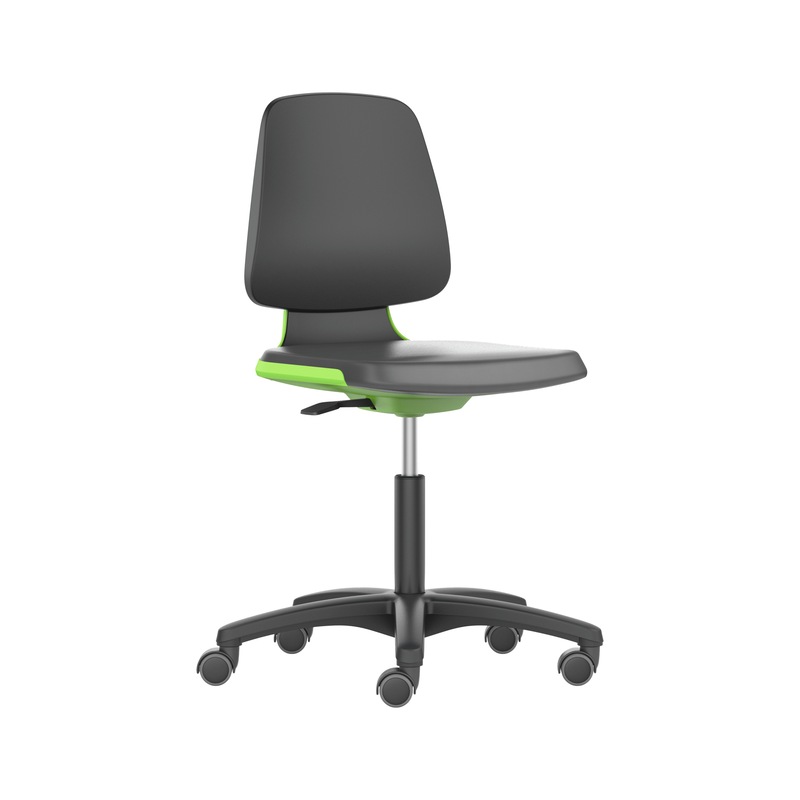 Silla girat. trab. BIMOS LABSIT, ruedas, cuerpo silla verde, cuero sintét. negro - LABSIT swivel work chair with castors