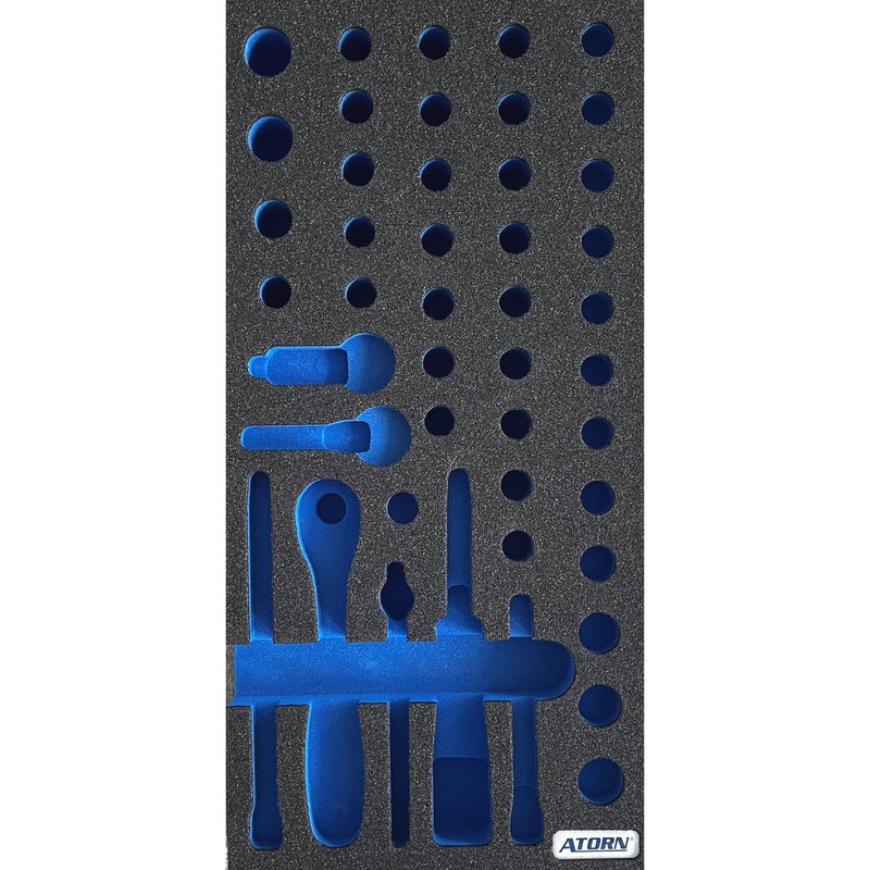 Hard foam insert, empty socket assortment 45 HAHN+KOLB