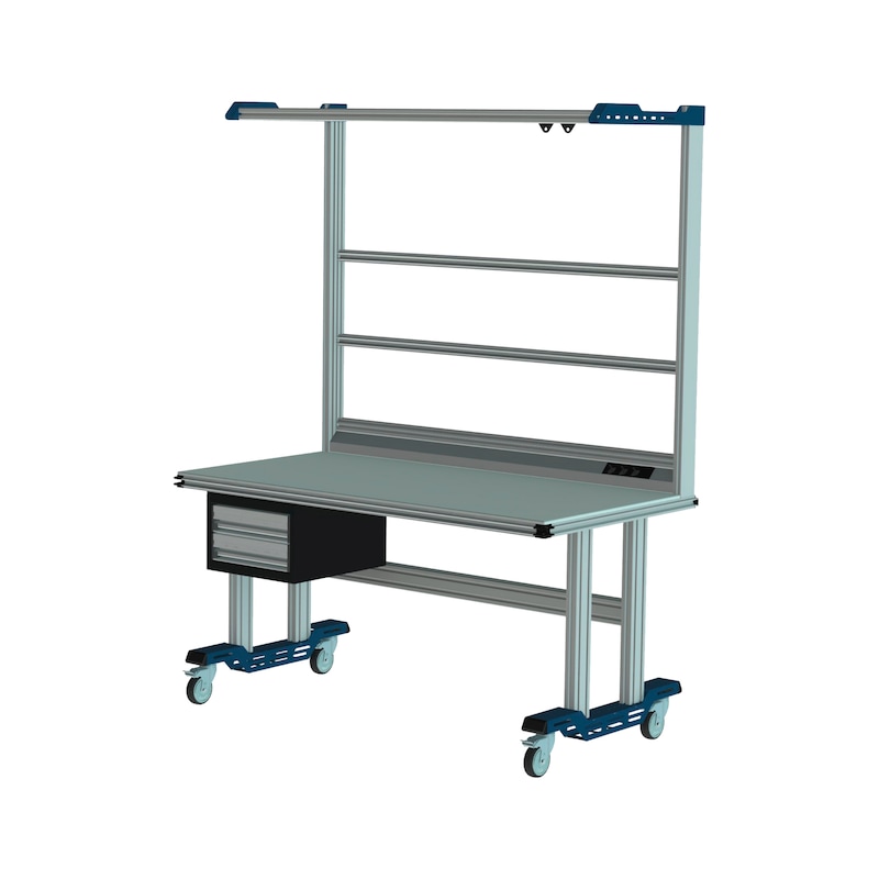 CLIP-O-FLEX<SUP>®</SUP> Mobiler Sitz-Systemarbeitsplatz mit Aufbau und Schubladenblock