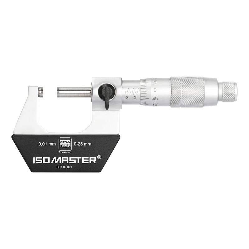 TESA-ISOMASTER kengyeles mikrométer, mérési tartomány 0–25&nbsp;mm, tokban - Mikrométer