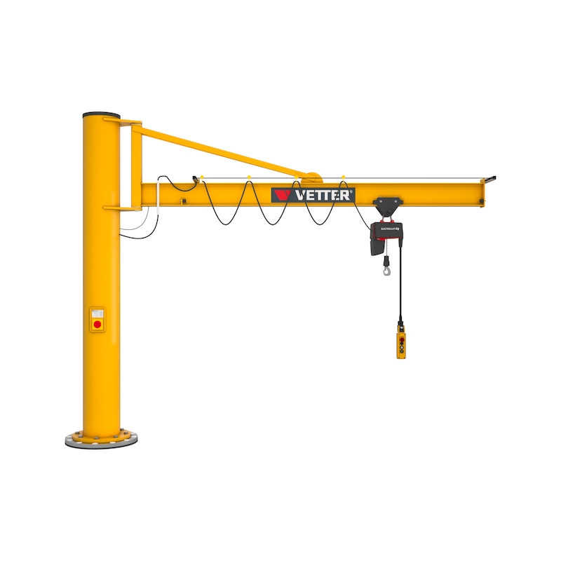 Column-mounted slewing jib crane PRAKTIKUS PS — complete set with compound anchor system and chain hoist