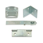 Angle brackets, hinges and cabinet fittings