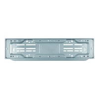 Rounded registration plate support in grey painted steel with advertising band MP 915