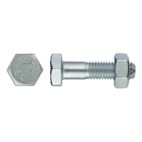 Hexagonal bolt with nut, DIN 601, galvanised