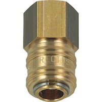 Pneumatic one-handed quick coupling with female thread