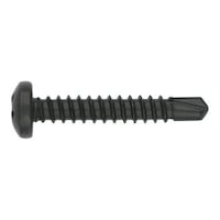 Black zinc-plated DIN 7504-N screw, metal on metal