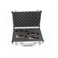 Case containing 4 ratchet combination wrenches, short series
