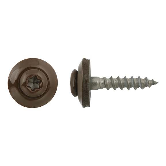 Self-tapping screw with sealing washer, Ø 15 mm, A2, painted head - 1