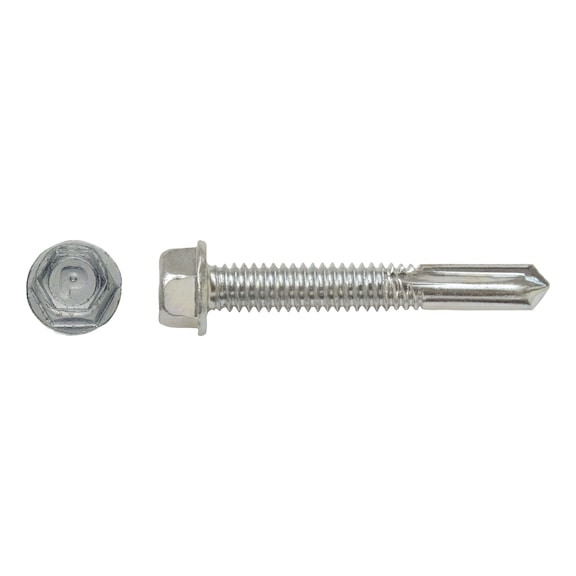 sebS drilling screw, hexagon head with long drill tip similar to DIN 7504-K zp - sebS hex. head dr. screw w. long dia., sim. to DIN 7504-K, galv, 8 AF 5.5 x 38