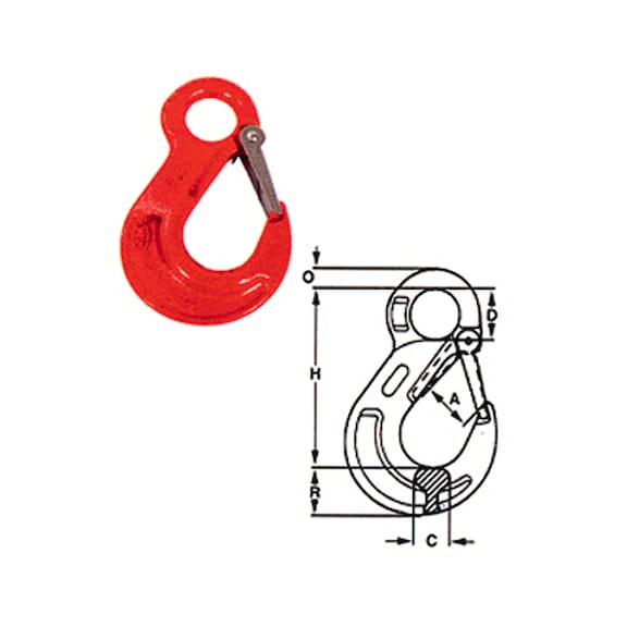 EYE HOOK WITH SAFETY LATCH TYPE "N"