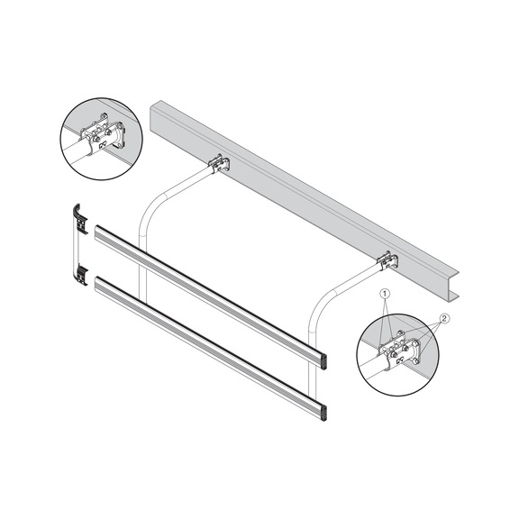 FIXED SUPPORT KIT FOR SIDE UNDERRUN BARS - FIXED SUPPORT KIT SUPPORT CURV.BRACKET STEEL