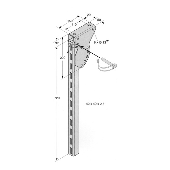 ARTICULATED SUPPORT FOR ALUMINIUM PROFILES - COMPLETE ARTICULATED SUPPORT