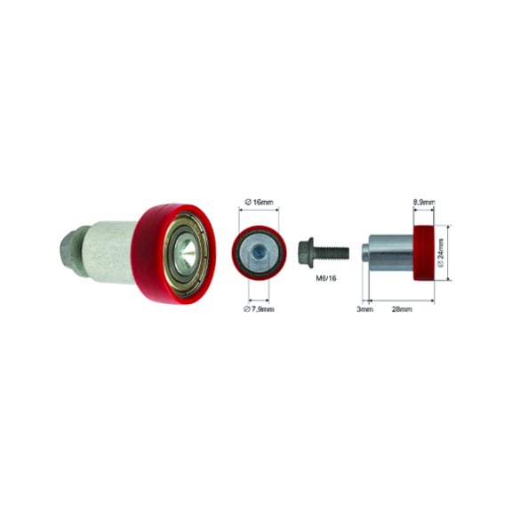 RODAMIENTO PARA PLACA INTERMEDIA - DIÁM. DE RODAMIENTO&nbsp;24 L 21,5 MM CON ORIFICIO M8 Y ANILLO EXTERIOR